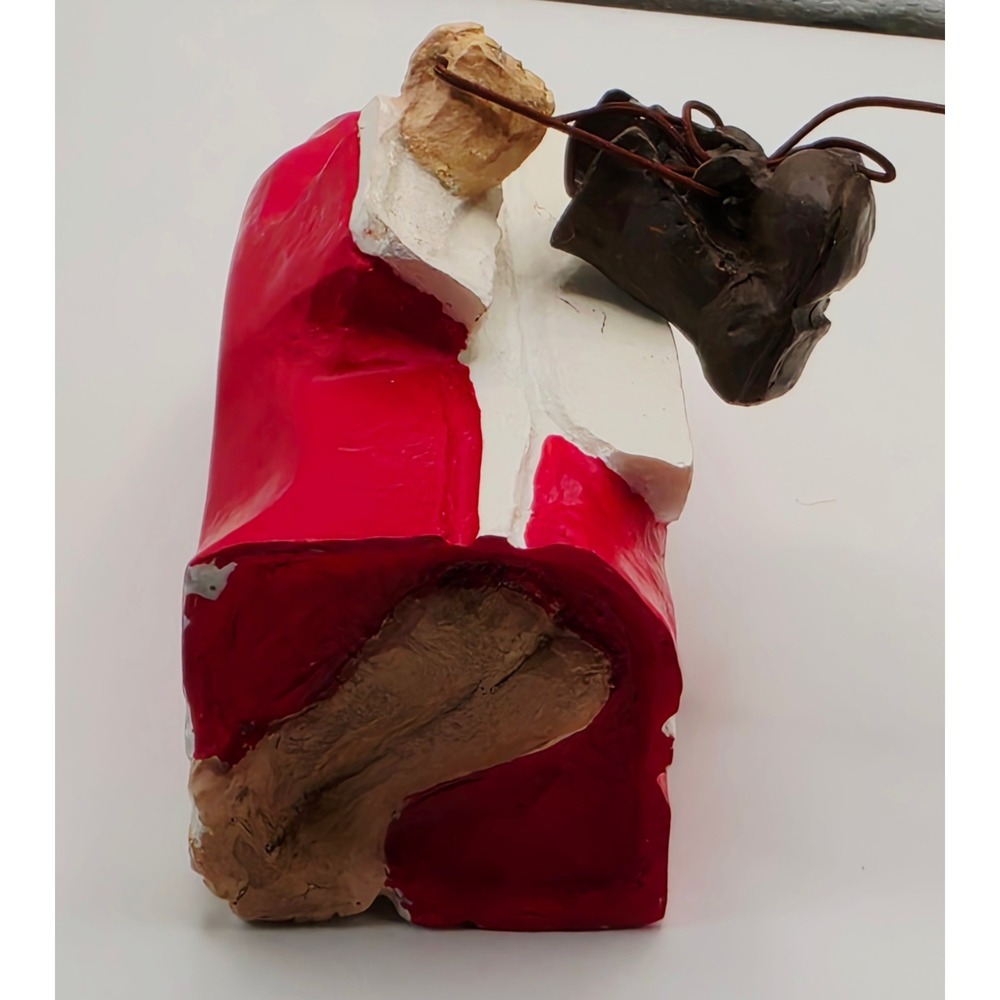 Department 56 Hand Painted Santa Claus Figurine Folk Art Style Holding Boots - Picture 9 of 11